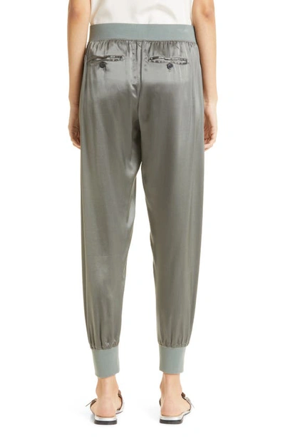 Shop Atm Anthony Thomas Melillo Silk Joggers In Olive Drab