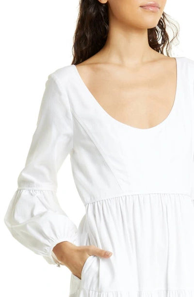 Shop Cinq À Sept Hillary Long Sleeve Cotton Blend Midi Dress In White