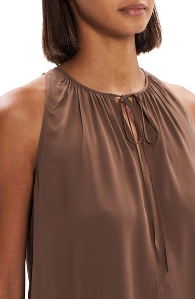 Shop Theory Tie Neck Sleeveless Top In Pecan