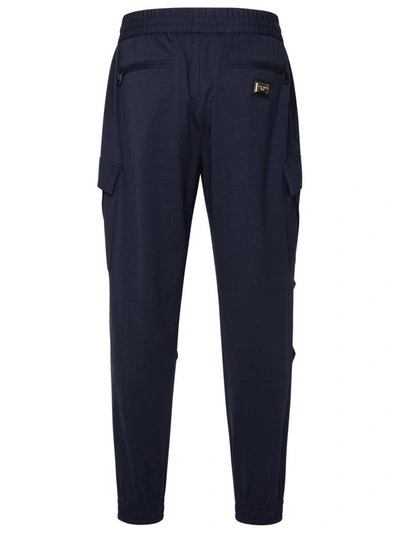 Shop Dolce & Gabbana Blue Cotton Blend Pants In Navy