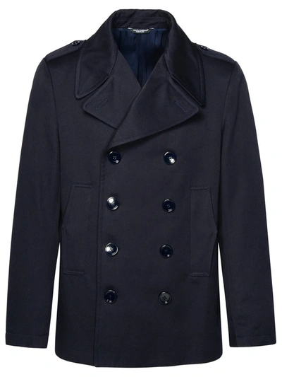 Dolce & Gabbana Blue Cotton Jacket In Navy