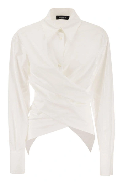 Shop Fabiana Filippi Cropped Shirt In Cotton Poplin In White