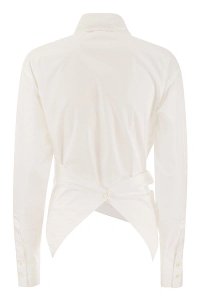 Shop Fabiana Filippi Cropped Shirt In Cotton Poplin In White