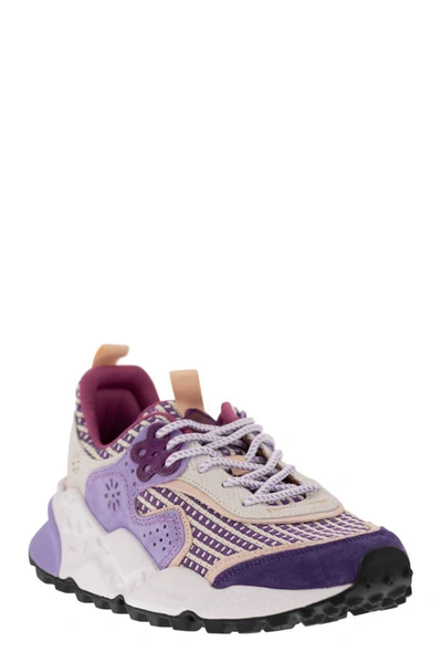 Shop Flower Mountain Kotetsu - Sneakers In Suede And Technical Fabric In Purple