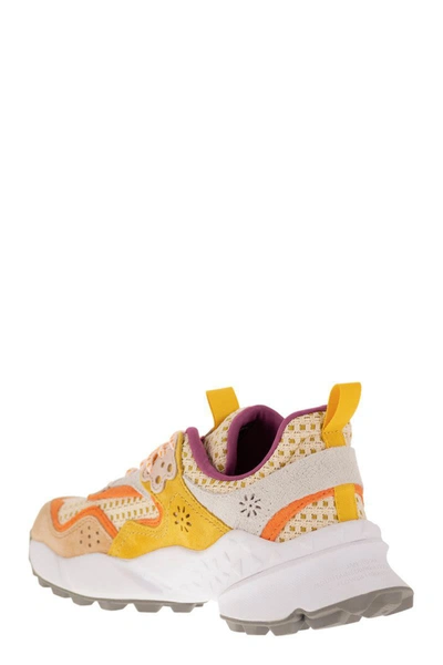 Shop Flower Mountain Kotetsu - Sneakers In Suede And Technical Fabric In Beige