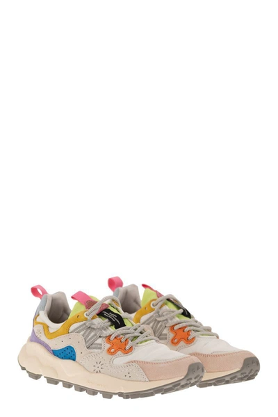 Shop Flower Mountain Yamano 3 - Sneakers In Suede And Technical Fabric In White