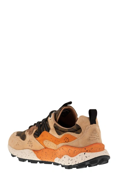 Shop Flower Mountain Yamano 3 - Sneakers In Suede And Technical Fabric In Beige