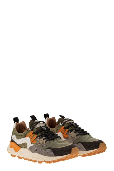 Shop Flower Mountain Yamano 3 - Sneakers In Suede And Technical Fabric In Anthracite