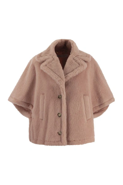 Shop Max Mara Aleggio - Short Cape In Teddy Fabric In Pink