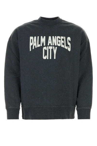 Shop Palm Angels Sweatshirts In Darkgreywhite
