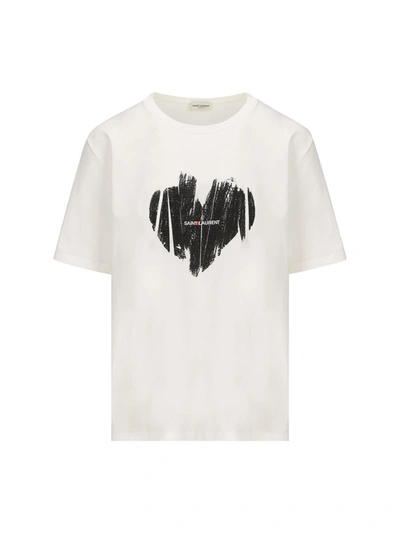Shop Saint Laurent T-shirts And Polos In Naturel/noir