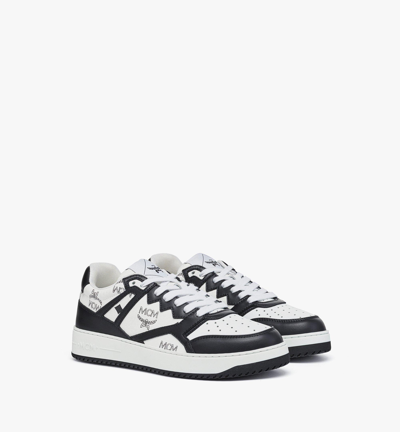 Shop Mcm Neo Terrain Lo Sneakers In Visetos In Black & White