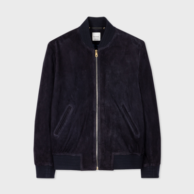 Paul Smith Mens Regular Fit Suede Bomber Jacket In Blues
