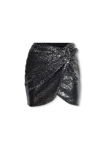 Shop Forte Forte Glistening Wrap Mini Skirt In Black