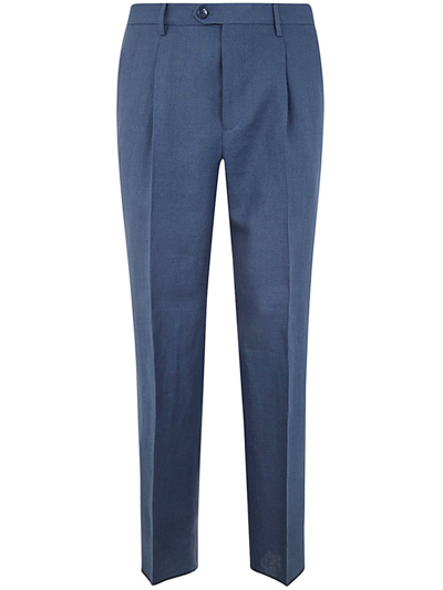 Shop Etro Pleat Tailored Trousers In Blue