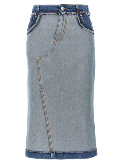 Shop Marni Denim Midi Skirt In Blue