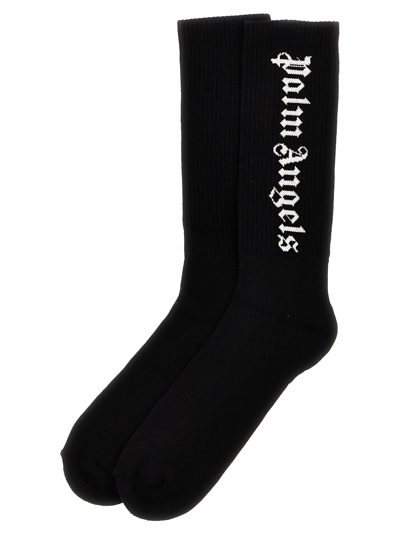 Shop Palm Angels Classic Logo Socks In White/black