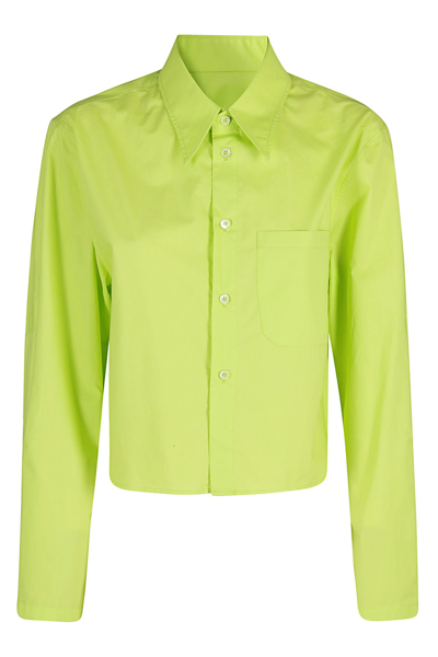 Shop Mm6 Maison Margiela Long Sleeved Shirt In Lime