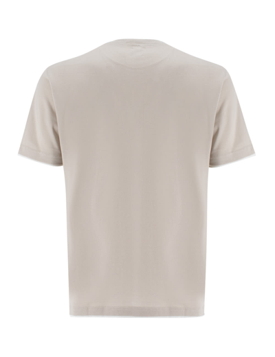 Shop Eleventy T-shirt In Sand And White