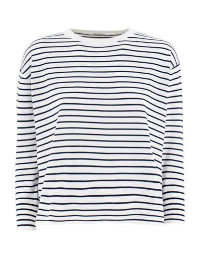 Shop Aspesi Sweater In Riga Blu/blue Stripe