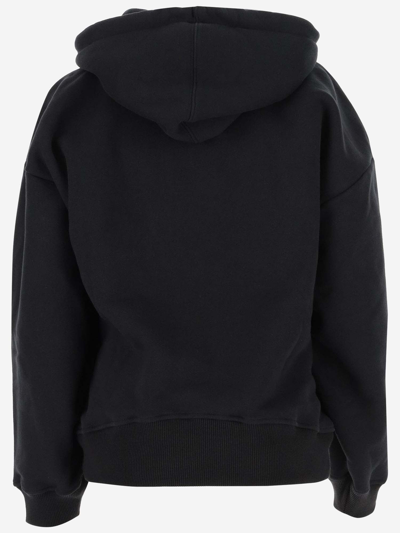 Shop Off-white Logo Cotton Hoodie In Black