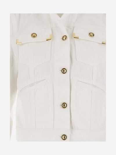 Shop Palm Angels Cotton Denim Jacket In Beige