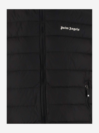 Shop Palm Angels Padded Nylon Vest With Logo In Black