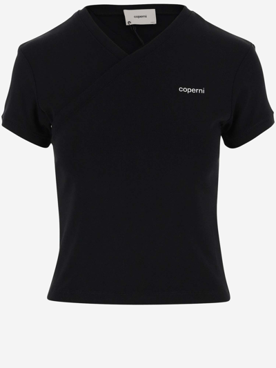 Shop Coperni Cotton T-shirt With Logo In Black