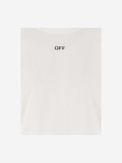 Shop Off-white Cotton Crop T-shirt With Logo In White