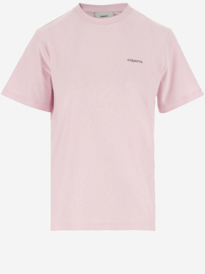 Shop Coperni Cotton T-shirt With Logo In Pink