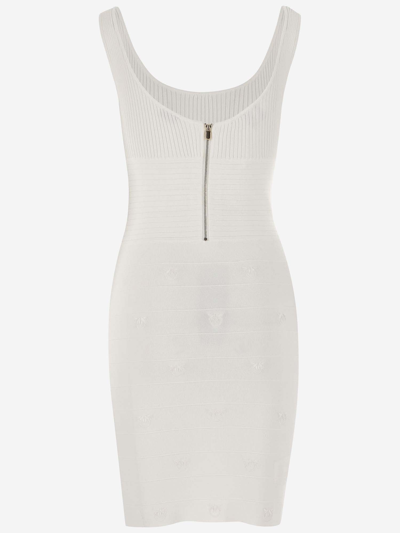 Shop Pinko Stretch Viscose Jersey Midi Dress In White