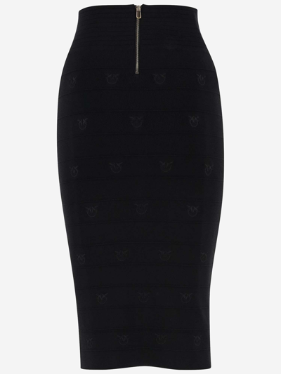 Shop Pinko Stretch Viscose Jersey Midi Skirt In Black