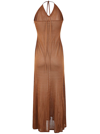 Shop Tom Ford Slinky Viscose Jersey - 14gg Halterneck Dress In Bronze