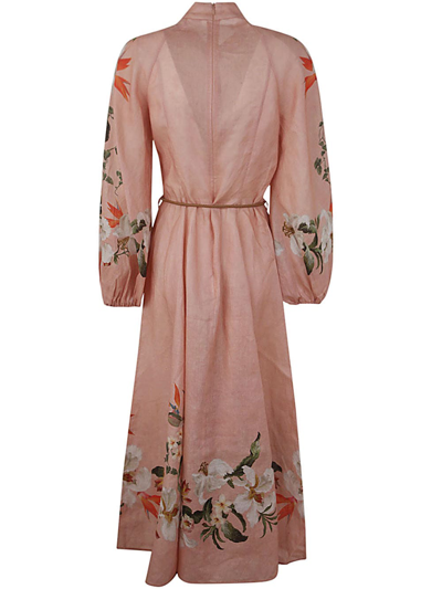 Shop Zimmermann Lexi Billow Long Dress In Pkpm Pink Palm
