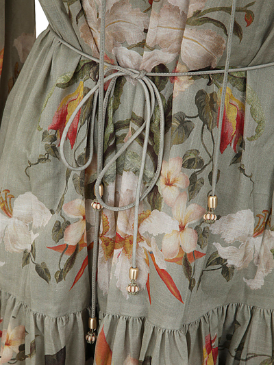 Shop Zimmermann Lexi Billow Mini Dress In Sapal Sage Palm
