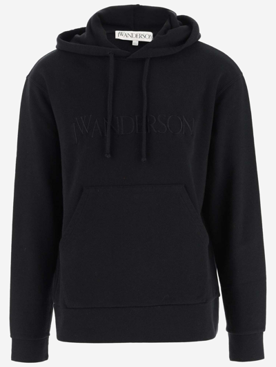 Shop Jw Anderson Cotton Sweatshirt With Logo In Black