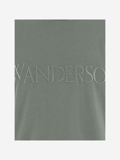 Shop Jw Anderson Cotton T-shirt With Logo In Green