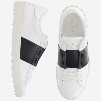 Shop Valentino Open Calfskin Sneaker In White