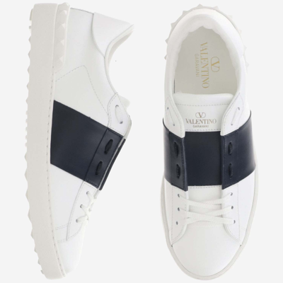 Shop Valentino Open Calfskin Sneaker In Bianco/marine/bianco