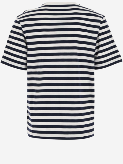 Shop Versace Striped Cotton T-shirt With Logo In Red