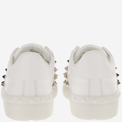 Shop Valentino Rockstud Untitled Sneaker In Calf Leather In Bianco/bianco
