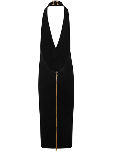 Shop Balmain Halterneck Knit Midi Dress In Pa Noir