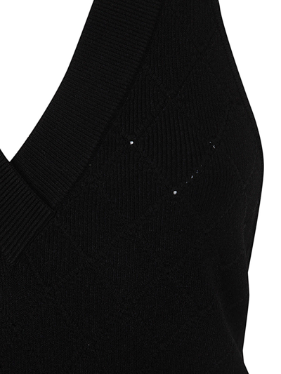 Shop Balmain Halterneck Knit Midi Dress In Pa Noir