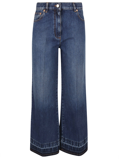Shop Valentino Pants In Denim In Medium Blue Denim