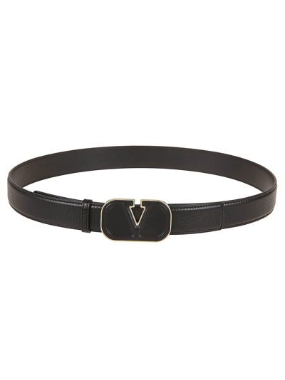 Shop Valentino Belt H.30 Leather Vlogo In No Nero