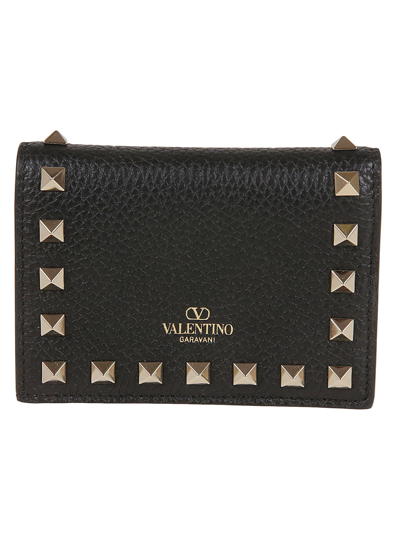 Shop Valentino Flap French Wallet Rockstud In No Nero