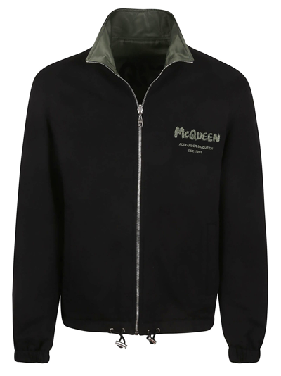 Shop Alexander Mcqueen Hybrid Jacket In Black Khaki
