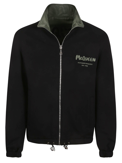 Alexander Mcqueen Graffiti Reversible Jacket In Green