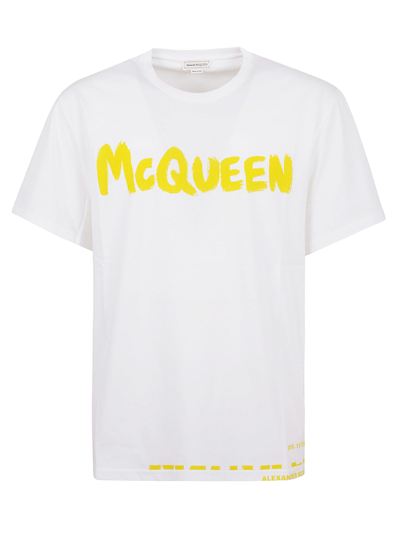 Shop Alexander Mcqueen Grft Prt T-shrt In White Yellow