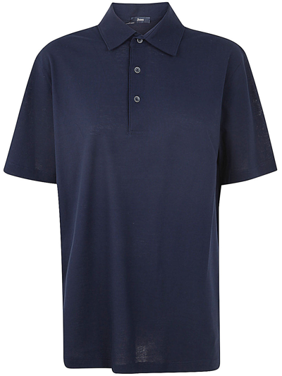 Shop Herno Crepe Polo In Navy Blue